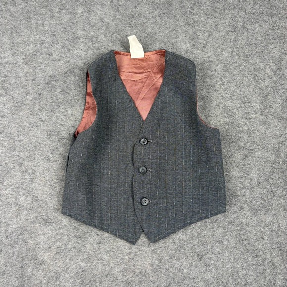 Other - 80s 90s Pinstripe Vest Boys 4T Gray Formal Dressy Made in USA Vintage Old Money